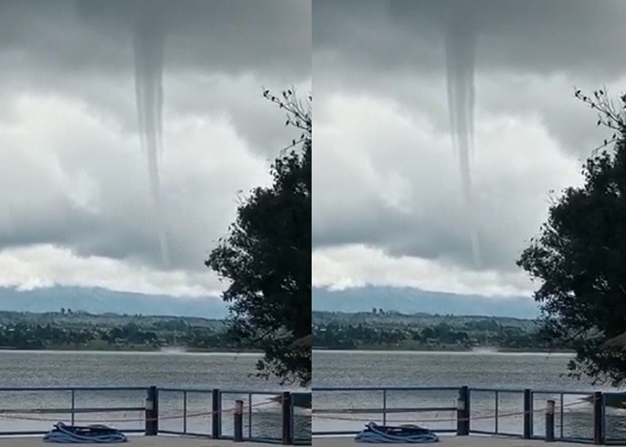 “Nube embudo”, la extraña formación en el dique Los Molinos | Córdoba