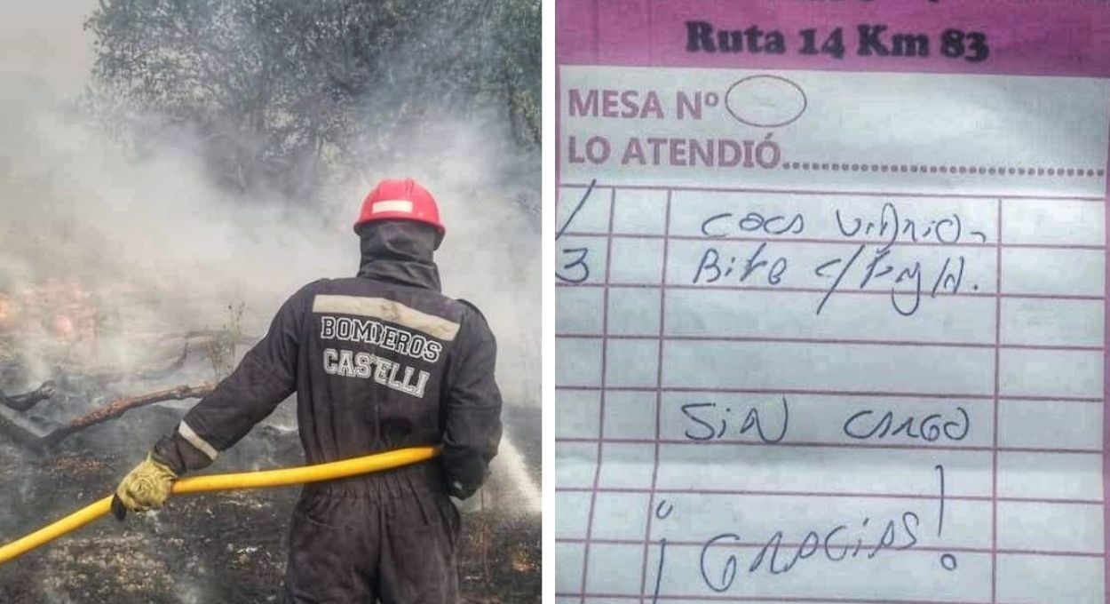 "Sin cargo": el gesto de un comedor con bomberos que venían de combatir los incendios | Actualidad