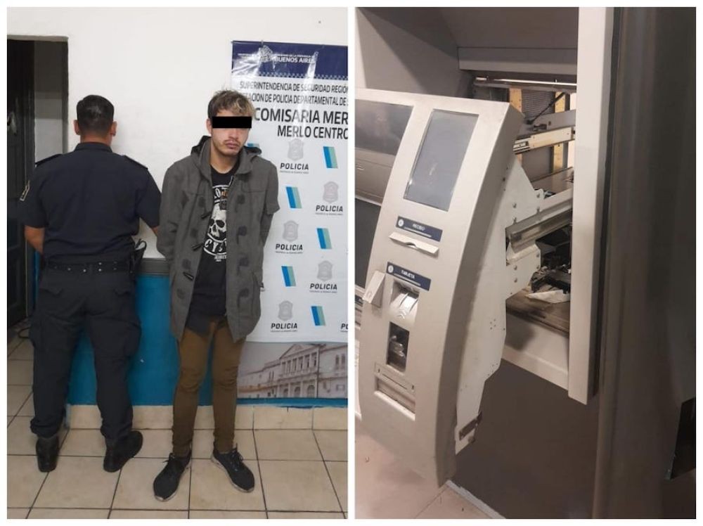 Lo sorprenden intentando robar un cajero automático con una barreta en un banco en Merlo | Actualidad