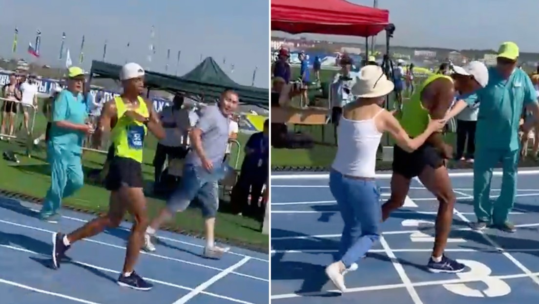 Video: se mareó en la recta final de la carrera y su madre lo empuja hasta la meta | Internacionales