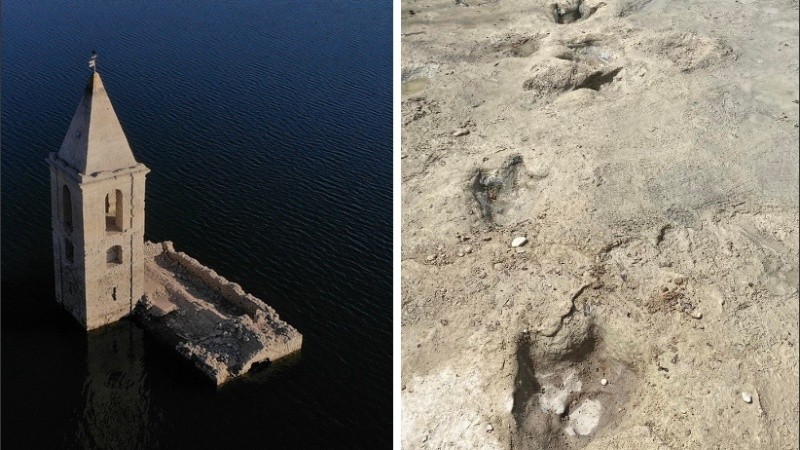 Por la sequía, quedan al descubierto huellas de dinosaurio y una iglesia | Clima, Naturaleza y Medio ambiente