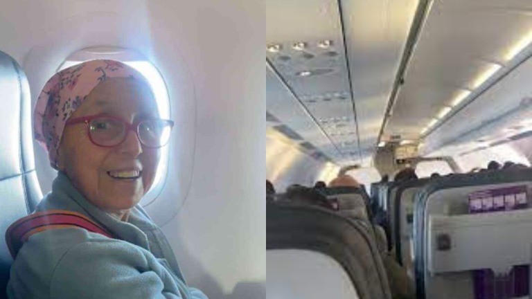 Emocionante video: una mujer venció al cáncer y la homenajearon en pleno vuelo | Actualidad