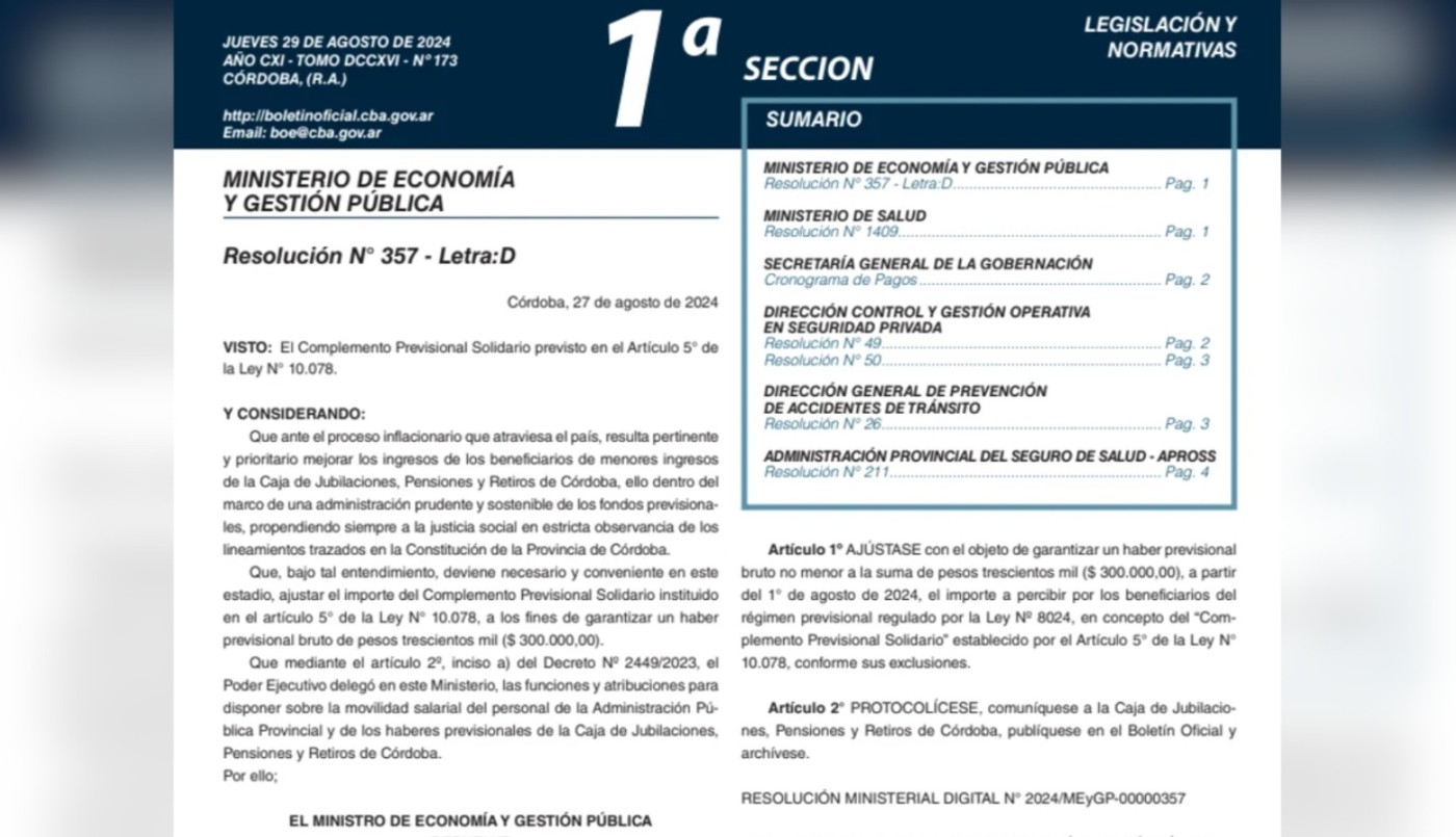 Jubilación: la mínima en Córdoba subió casi un 3,5% | Córdoba