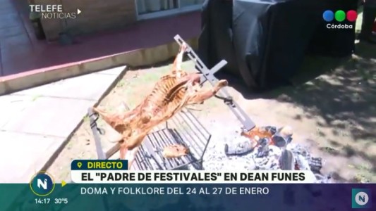 Con cabrito a la estaca, así se vive la previa del "Padre de Festivales" de Deán Funes