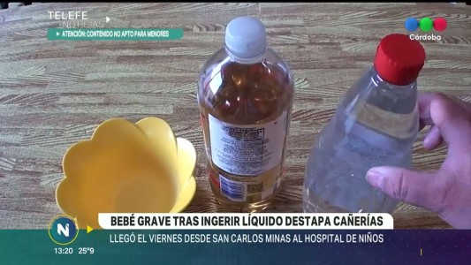 Un bebé está grave, tras beber líquido destapa cañerías