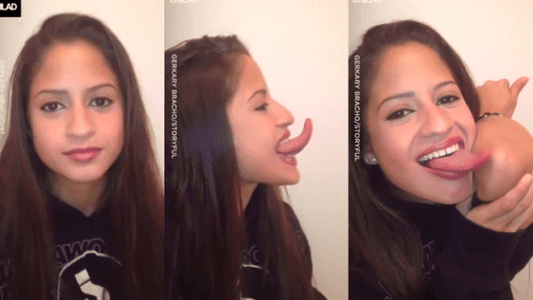 Hazaña viral: la mujer que se toca el codo con la lengua