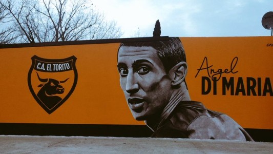 Homenajean a "Fideo" Di María con un mural en el Club El Torito