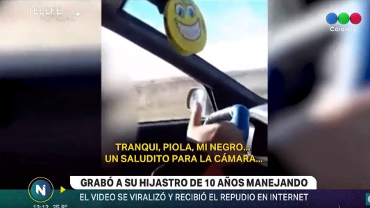 "Acelerá maricón": filmó a su hijastro de 10 años manejando
