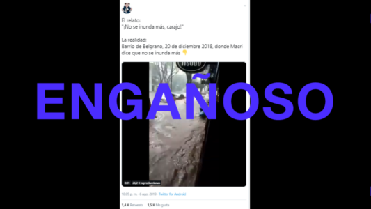 El video de la calle inundada es en Belgrano, no en el sitio donde Macri dijo que no se inunda más