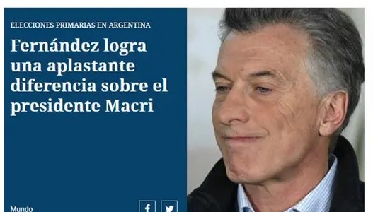 Repercusiones de las PASO en medios internacionales: "Impactante" e "irreversible"