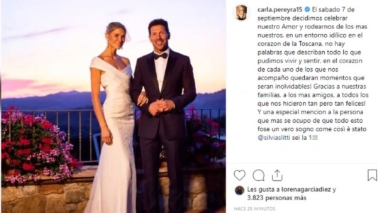 La segunda boda de Simeone y Carla Pereyra que duró tres días