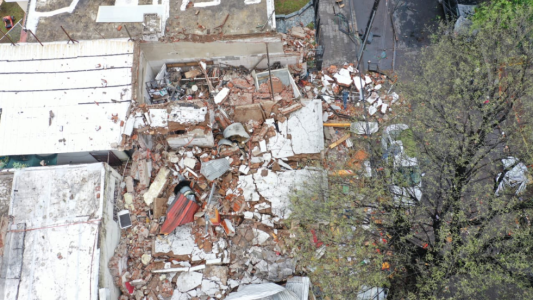 FOTOS: la explosión de la pizzería desde el drone de Telefe Noticias