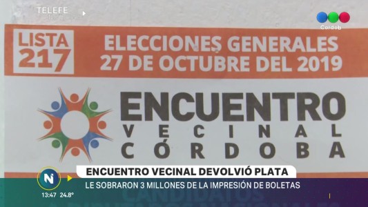 Encuentro vecinal devolvió $3 millones de pesos que sobraron de la impresión de boletas