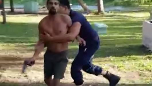 VIDEO: un hombre le roba el arma a un policía en medio de una pelea