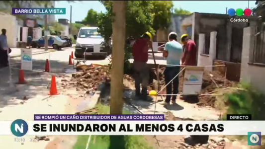 Bella Vista: Se rompió un caño de agua y se inundaron 4 casas