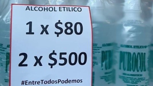 Venden alcohol etílico a precio razonable y solidario por coronavirus