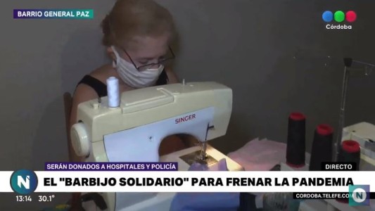 Vecinos solidarios fabrican barbijos de tela