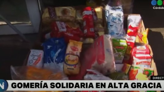 Gomería solidaria cobra alimentos no perecederos para donar