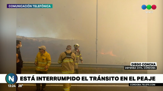 Por un incendio forestal en Malagueño, hay corte total de tránsito en la autopista a Carlos Paz