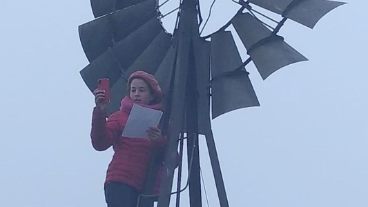 La nena que se sube a un molino para tener señal de Internet y poder mandar la tarea escolar