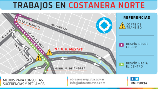 Cuáles serán los desvíos obligatorios desde este martes por obras en Avenida Costanera