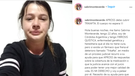 Sabrina, la cordobesa que logró con el reclamo en las redes el tratamiento de su fibrosis quística