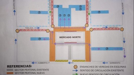 Rodean de peatonales el Mercado Norte y cambiaron de sentido las calles San Martin y Rivadavia
