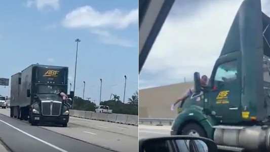 Video: 14 kilómetros con un hombre en el capot del camión tras una discusión de tránsito