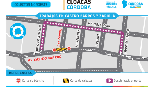 Así es el desvío de tránsito en Av. Castro Barros por la realización de obras de cloacas