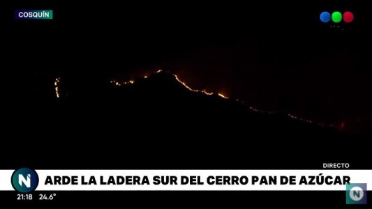 Incendios en Córdoba: arde la ladera sur del cerro Pan de Azúcar