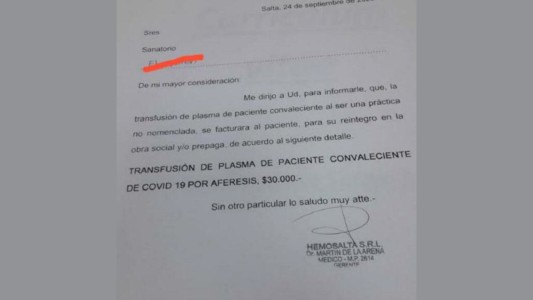 Salta: Investigan posible comisión de delitos en transfusión de plasma