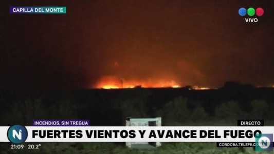 Fuego en Capilla del Monte: rotó el viento y complicó la tarea de bomberos