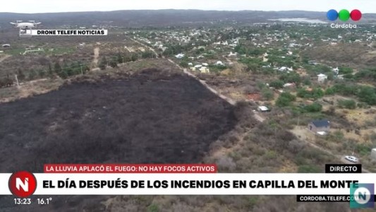 Capilla del Monte: la lluvia trajo alivio al fuego que estuvo muy cerca de las viviendas