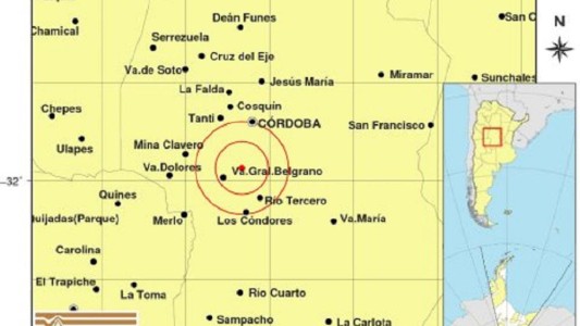 Temblor en Córdoba con epicentro en Calamuchita