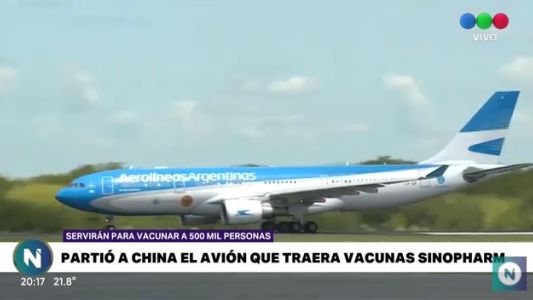 Partió el vuelo de Aerolíneas Argentinas en la búsqueda de la vacuna China