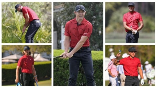 Golfistas se vistieron de rojo en homenaje a Tiger Woods, quien se recupera de un accidente