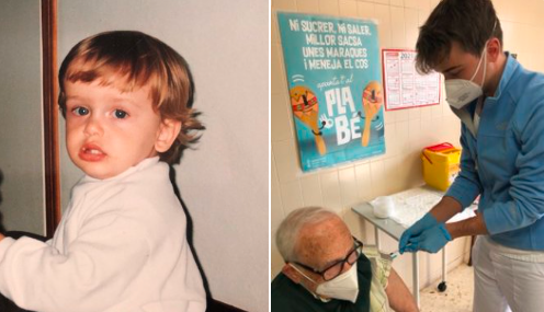 La historia del joven enfermero que le tocó vacunar a su propio abuelo