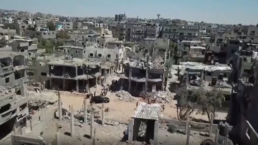 Un drone muestra la desolación tras los bombardeos en Gaza