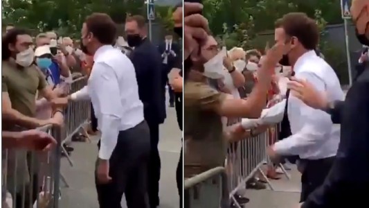 Video: Macron se acercó a saludar a un hombre y recibió un sopapo