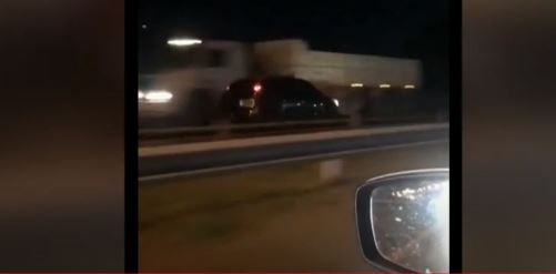 Video: Un auto circuló a contramano por la ruta 3