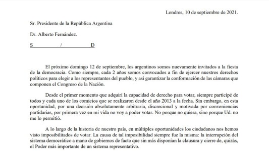 Desde el exterior hoy no se pueden votar: carta abierta de un argentino en Londres