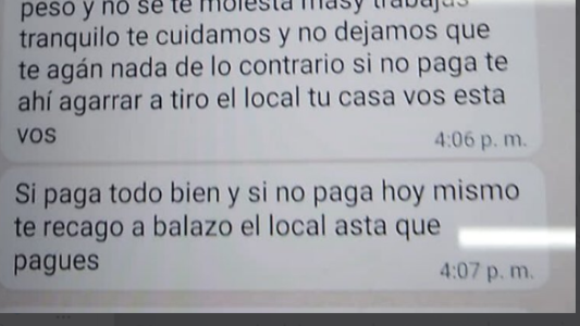 Mensaje mafioso y extorsivo a un comerciante: "Si no pagás, te voy a agarrar a tiros al local"