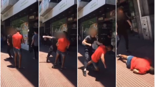 Brutal golpiza en la puerta de una escuela en pleno centro