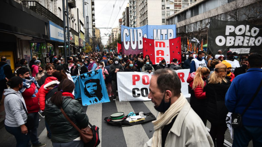 Marchas de movimientos sociales en el centro de la Ciudad