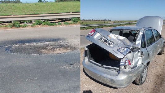 Ruta 3: Esquivó un pozo y volcó