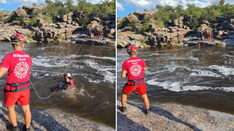 Rescatan a 20 turistas aislados por la creciente del río en Mina Clavero