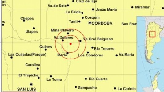 Un temblor de 3,4° se sintió en Córdoba y San Luis