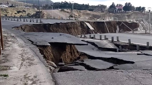 Se desmoronó la ruta nacional 3 en el acceso a Comodoro Rivadavia
