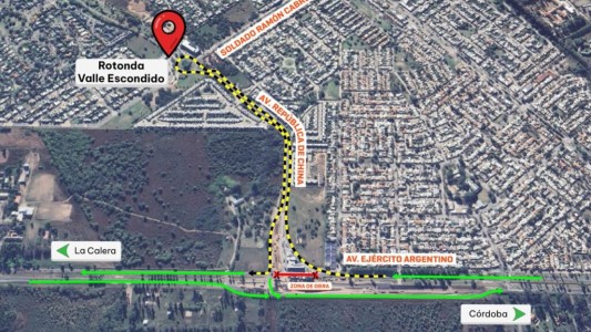 Desvíos de tránsito por obras en el altonivel de Valle Escondido