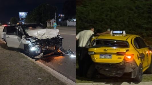 Choque entre un taxi y un auto: dos heridos tras un fuerte impacto en avenida Cárcano